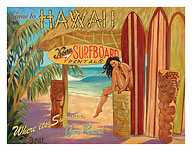 Kona Surfboards - Come to Hawaii - Where It's Summer Year Round - Giclée Art Prints & Posters