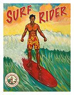 Surf Rider - Hawaii Surfer - Duke Kahanamoku in Waikiki - Giclée Art Prints & Posters