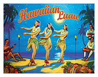 Hawaiian Luau - Hawaii Hula Dancers - Fine Art Prints & Posters
