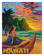 Exotic Hawaii - Hawaiian Hula Girl - Giclée Art Prints & Posters