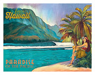 Exotic Hawaii - Paradise of the Pacific - Hawaiian Hula Dancer - Giclée Art Prints & Posters
