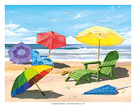 Sun Screen - Beach Chairs, Umbrellas & Ocean View - Fine Art Prints & Posters