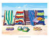 Sandals and Seats - Beach Chairs & Towels - Fine Art Prints & Posters