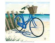 Blue by You - Blue Cruiser Bike at the Beach - Fine Art Prints & Posters
