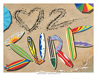 Love to Surf - Surfboard Art - Fine Art Prints & Posters