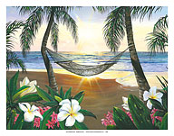 Twilight Hammock - Hawaiian Paradise Sunset View - Fine Art Prints & Posters