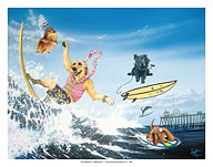 Diva Dawg - Surfing Dogs - Fine Art Prints & Posters