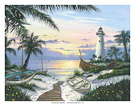 Lighthouse Landing - Serene Sunset - Fine Art Prints & Posters