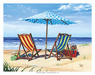 Made in the Shade - Beach Chairs & Ocean View - Fine Art Prints & Posters