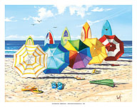 Brellas and Boards - Beach Umbrellas & Surfboards - Fine Art Prints & Posters