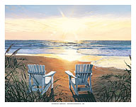 Days End Duo - Beach Chairs & Sunset Ocean View - Fine Art Prints & Posters