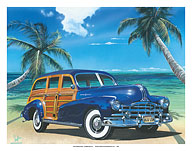 Blue Lagoon - Retro Woodie Car on Beach - Fine Art Prints & Posters