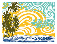 Aloha Hawaii - Palm Trees and Waves - Fine Art Prints & Posters