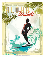 Aloha Waikiki - Hawaii Surfer On Wave - Soul Arch - Fine Art Prints & Posters