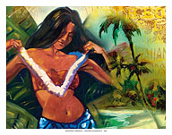 Angelica - Hawaiian Hula Dancer With Lei - Fine Art Prints & Posters