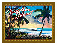 Visit Exotic Forgotten Island - Tropical Palms and Waves - Giclée Art Prints & Posters