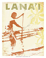 Lanai, Hawaii - Outrigger Canoe Paddler (Hoe Wa'a) - Giclée Art Prints & Posters