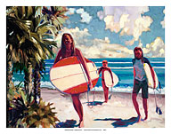 Young Surfers on the Beach - Fine Art Prints & Posters