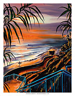 Surfer at Sunset - Californian Beach - Fine Art Prints & Posters