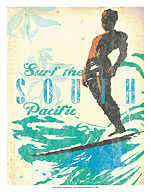 Surf the South Pacific - Surfer On Wave - Soul Arch - Giclée Art Prints & Posters