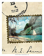 Sail The South Seas - Postage Stamp - Giclée Art Prints & Posters