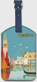 Venice (Venise), Italy - Venetian Grand Canal - Fast Train Daily (Train Rapide Quotidien) - Leatherette Luggage Tags