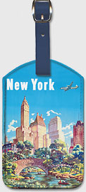 New York - United Air Lines - Gapstow Bridge at Central Park South Pond, Manhattan - Leatherette Luggage Tags