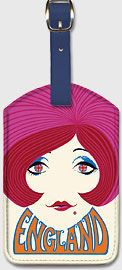 England - Red Head Girl - Leatherette Luggage Tags