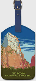 Zion National Park - Great White Throne Mountain - Ranger Naturalist Service Poster - Leatherette Luggage Tags