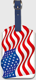 USA Flag - Waving in Wind - Leatherette Luggage Tags
