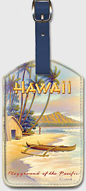 Playground of the Pacific - Vintage Hawaiian Art Leatherette Luggage Tags