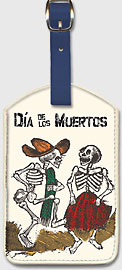 Dia de los Muertos (Day of the Dead) - Dancing Skeletons - Leatherette Luggage Tags