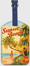 Sunset Beach - Hawaiian Leatherette Luggage Tags