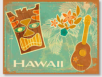 Vintage Tiki & Ukulele - Hawaiian 'Alohi Magnet - Glitter Embellished