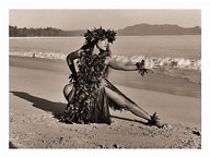 Dance of the Honu (Turtle) - Hawaiian Hula Dancer - Fine Art Black & White Carbon Prints