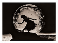 Full Moon Dancer - Hawaiian Hula Dancer Silhouette - Fine Art Black & White Carbon Prints