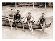 Duke Kahanamoku and Friends - Swimmers at Waikiki Beach, Hawai‘i - Fine Art Black & White Carbon Prints