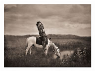 Oasis in the Badlands - Red Hawk, Oglala American Indian Warrior - Fine Art Black & White Carbon Prints