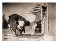 Cleaning Wheat - Tewa Tribe Women - San Juan Pueblo, New Mexico - Fine Art Black & White Carbon Prints