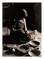 The Potter - Hopi Woman - The North American Indian - Fine Art Black & White Carbon Prints