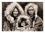 Eskimo Family - Noatak, Alaska - The North American Indians - Fine Art Black & White Carbon Prints