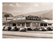 Malibu Beach Trading Post & Cafe - Roosevelt Highway California - c. 1940's - Fine Art Black & White Carbon Prints