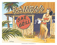 The Bamboo Bar & Grill - Hawaii Hula Dancer - Giclée Art Prints & Posters