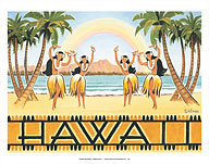 Rainbow Over Hawaii - Hula Dancers - Fine Art Prints & Posters