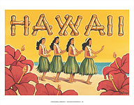 Hawaii - Hula Dancers - Giclée Art Prints & Posters