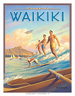 Surfride Waikiki - Surfriders Hawaii - Diamond Head Crater - Giclée Art Prints & Posters