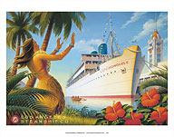 Aloha Towers - S.S. City of Honolulu - Los Angeles Steamship Company - Boat Day - Fine Art Prints & Posters