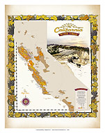 Along the California Wine Trail Map - American Viticultural Areas (AVA) - Fine Art Prints & Posters