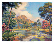 Afternoon Reflections - Kapiolani Park - Oahu, Hawaii - Giclée Art Prints & Posters