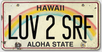 LUV 2 SRF - Hawaiian Vintage License Plate
